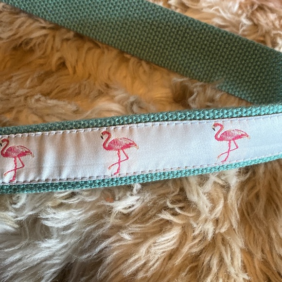 No 27 leather and canvas belt with flamingo pattern - Picture 3 of 5